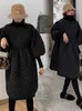 Pants Ieqj Black Big Size Loose Cotton Padde Coat Parkas Lantern Sleeve Thick Warm Midi Outerwear 2023 Winter Clothes Women New 3wq751