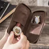 Titta på Boxes Cases Rustic Leather 2 Slot Box Luxury Pouch med blixtlås Portable Organizer Bag Holds 2 Watches Brown 231216