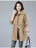 Women's Trench Coats Autumn And Winter Mid Length Windbreaker Coat 2023 Waist Slim Versatile Gabardina Mujer Casaco Feminino