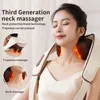 Travesseiros massageadores de pescoço Shiatsu elétrico sem fio para pescoço e costas massageador calmante calor tecido profundo 5D travesseiro de massagem de amassamento ombro perna corpo 231218