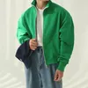 Men's Jackets Mens Solid Color Casual Sweaters Genderless Autumn Winter Korean Style Two-Way Zipper Simple Loose Stand Collar Jacket Unisex