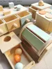 Sortieren, verschachteln, stapeln, Spielzeug, pastellfarbenes Holz, Montessori-Spielzeug, Objekt-Permanenzbox mit Tablett, Kugeln, Münzen, Formen, Spinntrommel für Kinder, Q231218