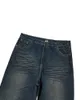Herren Jeans Harajuku Retro bestickte übergroße modische gewaschene Hose Männer lose lässige hohe Taille gerades Bein breite Hosen