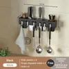 Kök förvaring väggmonterad rack knivsked hängande hållare pinnar krydda aluminium tillbehör arrangör