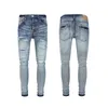 Jeans voor heren Paars merk denim broek Hoge kwaliteit Graffiti Inkjet Klassieke zwarte slim-fit lange broek Heren Dames Amerikaanse trend