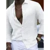 Camicie casual da uomo Camicie alla moda Top per colletto a fascia Camicetta tinta unita abbottonata Festa quotidiana