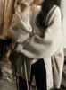 Kobiety swetry jesienne zimowe kardigan kobiety duży dzianinowy sweter lady koreański skoczek w stylu piersi żeńska swobodna luźna dzianinowa płaszcz 231218