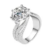 New 5 Karat Big Diamond III Love ImitationMoissanite3列フルダイヤモンドラインリング卸売