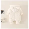 Rompers 3-24M Winter Thick Newborn Baby Girls Boys Hooded Rompers Cotton Infant Clothes Outfit Jumpsuit Warm Snow Outdoor Clothing 2022L231114