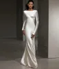 Новейшее свадебное платье 2024 года, атласное платье-футляр для невесты с длинными рукавами и длинной открытой спиной, свадебные платья на заказ, большие размеры, Vestidos De Novias