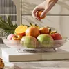 Platos Elegante Plato De Frutas Con Bordes Elegante Luz De Lujo Placa Transparente Diseño De Apertura Pies Galvanizados Para La Habitación