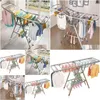 Hangers Rekken Kleerhanger Vloer Vouwen Binnen Huishouden Roestvrij Staal Baby Eenvoudig Balkon Dekbed Drogen Drop Delivery Home Gard Ottax