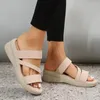 Jurk Schoenen Beige Wig Sandalen Voor Vrouwen 2023 Zomer PU Lederen Platform Slippers Vrouw Plus Size Antislip Strand sandalias De Mujer