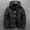 メンズダウンパーカスファッションメンズフード付きジャケットアウトウェア冬の暖かいジャケットコートカジュアルスタンドカラーシックホワイトダックジャケット231218
