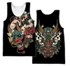 メンズタンクトップSAMURAI ONI MASK TATTOO 3D Allover Printed Men Vest Summer Harajuku Seveless TシャツユニセックスカジュアルポリエステルタンクTopsl231218