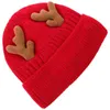 Bérets Antler Knit Beanie Woollen Hat Christmas Cap Aldult Tricoté Couverture Bois Acrylique