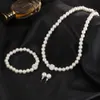 Bröllop smycken set vintage enkel faux pärlhalsband örhängen uppsättning för kvinnor temperament regency crystal choker bankett accessorie 231216