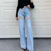 Frauen Jeans Diamant Kette Quaste Ausgehöhlt Gerade Rohr Boden Wischen Für Weibliche Herbst Würziges Mädchen Mit Löchern Hohe Taille Breite