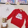 Primavera outono bebê meninos meninas marca suéteres adorável crianças malha xadrez jumper letras impressas crianças moletom dos desenhos animados urso criança pulôver