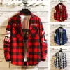 Männer Casual Hemden Lose Hemd Street Style Plaid Print Strickjacke Mantel Für Herbst Winter Lange Hülse Drehen-unten kragen Mid