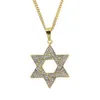 Rhinestone Star of David Pendant Necklace Hip Hop Jewelry