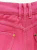 Robe de deux pièces de haute qualité de luxe rose denim shorts costume tenue mode streetwear 2 pièces femmes veste courte shorts correspondant ensemble 231216
