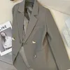 Damespakken Herfst Dames Blazer Mode Lange mouw Britse stijl Casual Double-breasted Kantoor Pak Jas Vrouwelijke bovenkleding