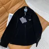 Women's Fur & Faux designer 2023 Autumn New Triangle Medium Length Loose Zipper corduroy Jacket Coat VBWQ