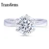 Transgems 2 ct ct 8mm Engagement Wedding Moissanite Ring Lab Grown Diamond Ring For Women in in 925 Sterling Silver For Women Y200247u
