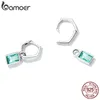 Stud Bamoer 925 Sterling Silver Square Green Zirconium Pendant Irregular Drop Earrings New Simple Stlye Women Earrings Fine Jewelry