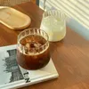 Verres à vin en verre rayé Caquer whisky tasse de cocktail à chaleur pour petit déjeuner à chaleur lait avoine jus de floc