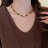 Choker Minar Retro Mehrfarbige Naturstein Tigerauge Perlen Halsketten Für Frauen Unregelmäßige Ovale Perlen Strang Imitation Perle Halsreifen