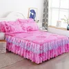 Bedding sets 1PC Printed Bedding Set Soft Bed Skirt Bedspread Full Twin Queen King Size Bed Sheet Mattress Cover WithLace Without Pillowcases 231218