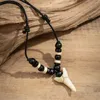 Hänge halsband salircon vintage etnisk akrylimitation elfenbens klavikel halsband enkel justerbar repkedja män hals smycken