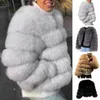 Kvinnorjackor Kvinnor Polyester Jacket Stylish Imitation Coat for Ladies Faux Fur Elegant Solid Color Autumn