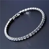 Bracelet de luxe Hiphop glacé 4mm zircon cubique cristal Tennis Bracelets pour femme hommes couleur or couleur argent Bracelet chaîne bijoux 231216