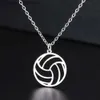 Hänge halsband rostfritt stål halsband strand volleyboll ihålig boll hänge kedja krage mode halsband för kvinnor män smycken party gåvor231218