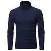 T-shirt da uomo 2023 maglione da uomo tinta unita dolcevita pullover pull homme freddo camicetta invernale manica lunga