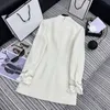 Work Dresses Designer Autumn/Winter New CH Sweet and Gentle Ruffle Edge Knitted Standing Neck Dress 1ONG