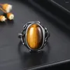 Cluster Rings High Quality Natural Tiger Eye 925 Sterling Silver Jewelry Ring For Women Gifts Vintage Fine Wedding Party Wholesale