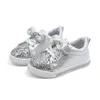 Athletic Outdoor Spring Autumn Girls Shoes Baby Sneakers Children Casual Fashion Bow Knot Glitter Läder Non Slip Flat Princess 231218