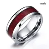 Cluster Ringen Mode Paar Voor Vrouwen Hart Wit Kristal CZ Set Eenvoudige Mannen Rvs Houten Ring Trouwring Sieraden Geschenken