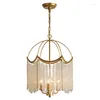 Pendant Lamps American Crystal Chandelier Bedroom Room Lamp Light Luxury Villa Retro Tassel Restaurant