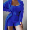 Women's Sleepwear 2023 Autumn Winter Clothing Solid Color Plush Three-Piece Lace-up Pajamas Suit Casual Homewear