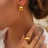 Orecchini pendenti impermeabili in acciaio inossidabile grosso placcato oro 18 carati ritaglio a forma emisferica liscio per le donne gioielli orecchio