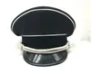 Berets WWII Alemão Elite Oficial Visor Hat Cap Black Chin Pipe Silver Cord 57 58 59 60 61cm Reencenação Militar