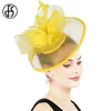 Berets fs 2023 feminino pillbox chapéus chá festa vintage fascinadores para mulheres com penas malha véu headband nupcial casamento boné