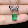 Hängen 925 Silver Natural Emerald Pendant Elegant Light Luxury Nisch Birthday Present for Girls