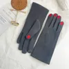 Fem fingrar handskar mode nagellack nåd lady vinter vintage full finger handskar kvinnor tjock körning pekskärm varma vantar kvinnlig t124 231216