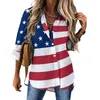 Blusas femininas bandeira americana impressão blusa solta dia nacional streetwear oversize feminino manga longa camisas kawaii outono roupas personalizadas